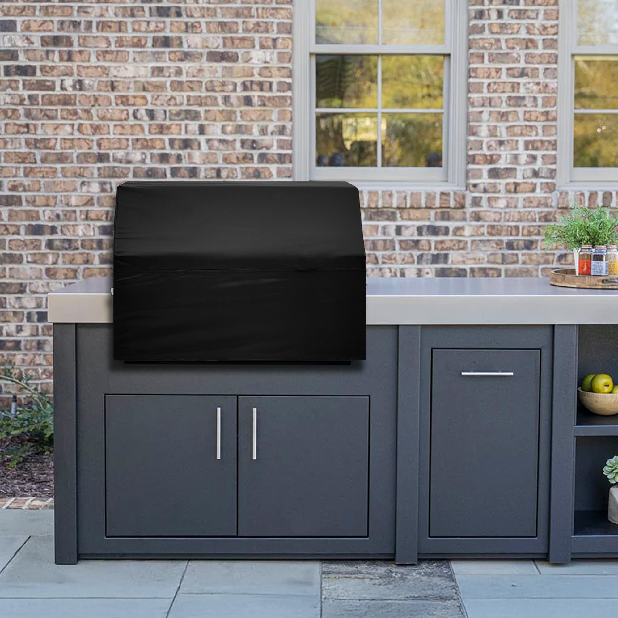 Covers & All Built-in Grill Cover for Outdoor Grill – Heavy Duty 12 oz Waterproof Built-in BBQ Grill Cover, PVC-Coated Polyester with Elastic Hem for Snug Fit (32 x 26 x 24 inches, Black) - Image 8