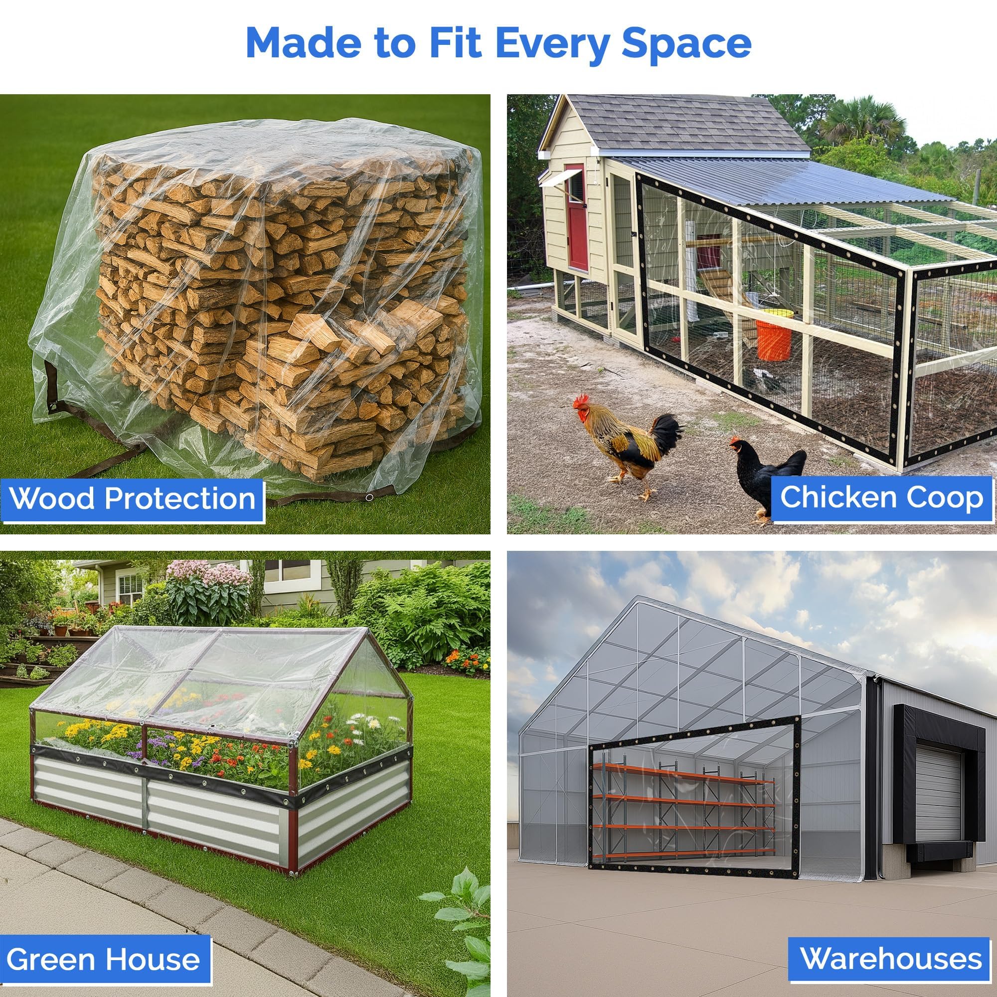 Covers & All Heavy Duty Clear Vinyl Tarp – 20 Mil Waterproof Clear Tarp with Grommets for Patio, Porch, Gazebo, Greenhouse & Chicken Coop (4 x 6 ft) - Image 5