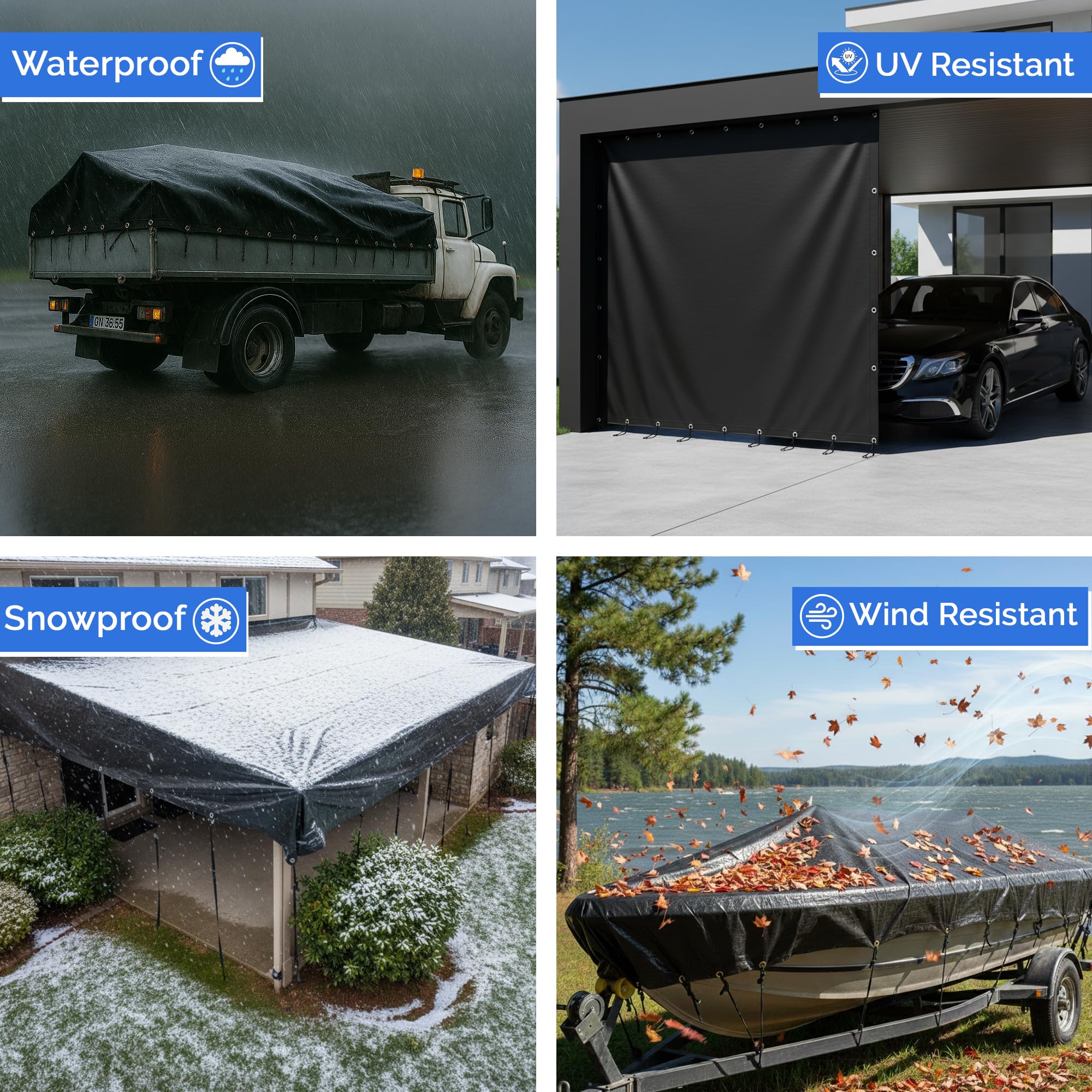 Covers & All Heavy Duty Waterproof Tarp – 18 Oz PVC Polyester Vinyl Tarp, Tear & UV Resistant with Reinforced Edges & Grommets for Industrial, Construction & Equipment Coverage (14 ft x 20 ft, Black) - Image 3