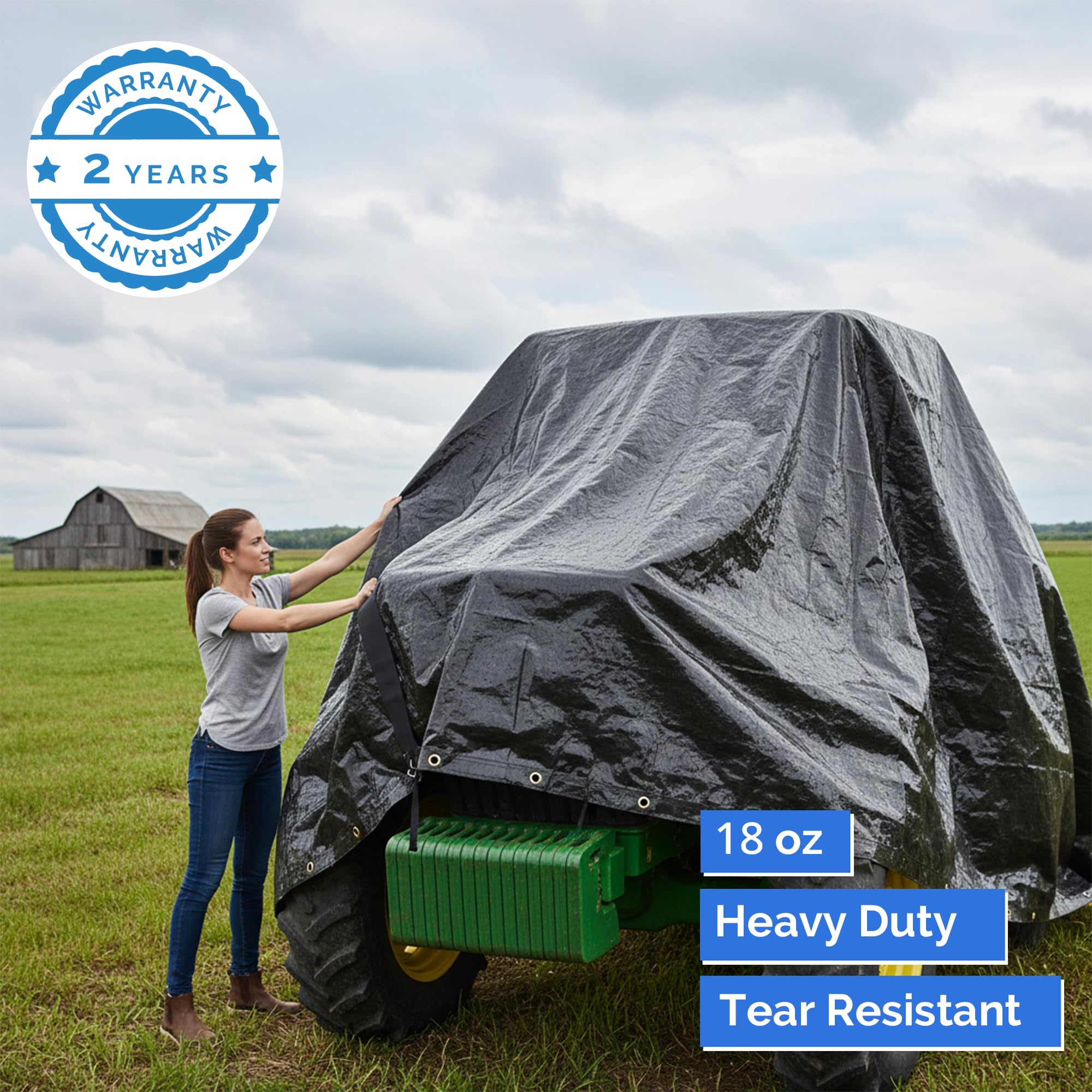 Covers & All Heavy Duty Waterproof Tarp – 18 Oz PVC Polyester Vinyl Tarp, Tear & UV Resistant with Reinforced Edges & Grommets for Industrial, Construction & Equipment Coverage (14 ft x 20 ft, Black) - Image 4