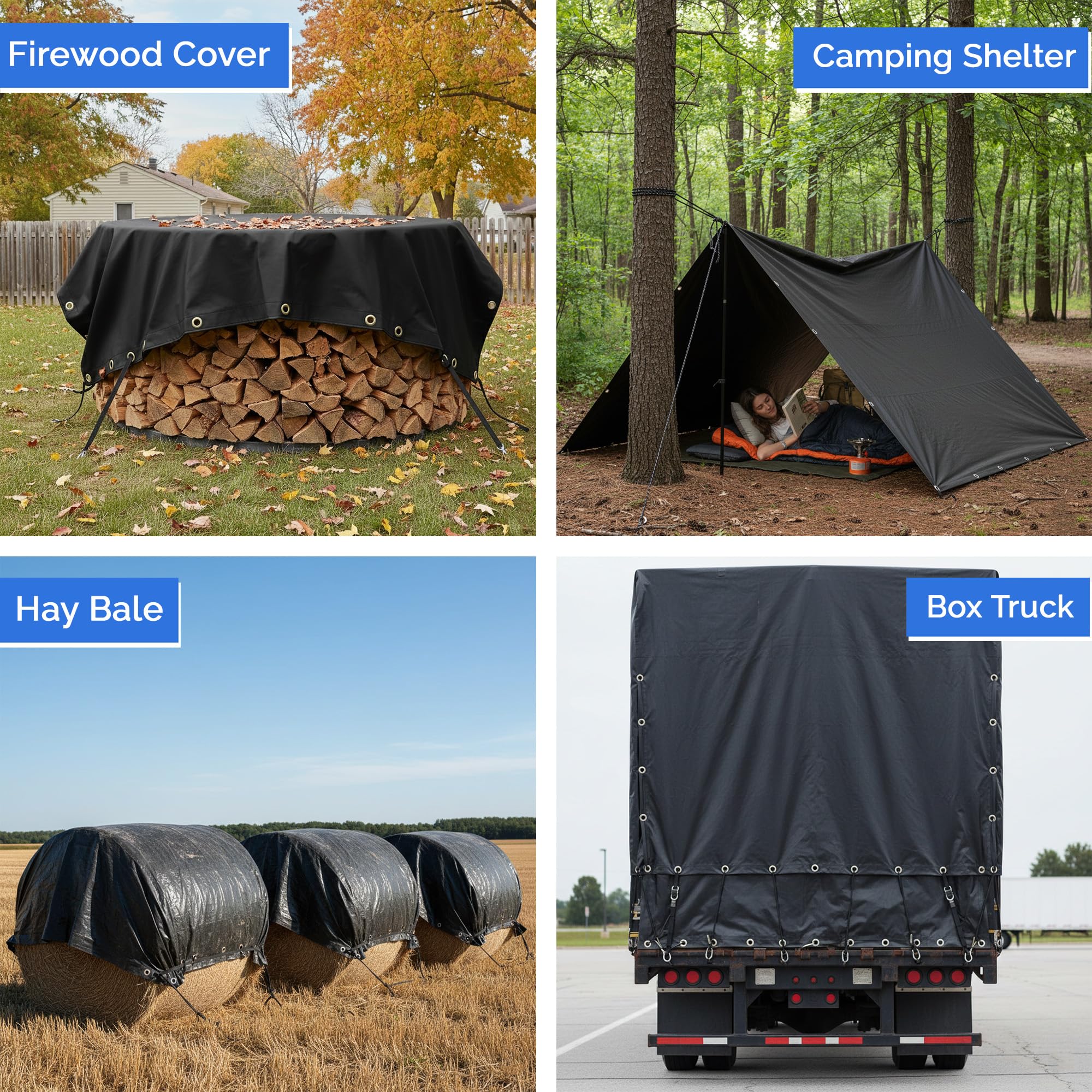 Covers & All Heavy Duty Waterproof Tarp – 18 Oz PVC Polyester Vinyl Tarp, Tear & UV Resistant with Reinforced Edges & Grommets for Industrial, Construction & Equipment Coverage (14 ft x 20 ft, Black) - Image 6