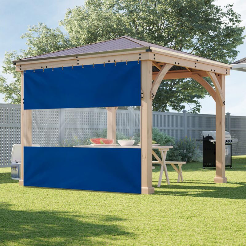 Covers & All Outdoor Curtains for Patio Waterproof, 18 oz PVC Polyester Tear and UV Resistant Clear Panel Curtain Featuring Rust-Free Grommets, Ideal for Patios, and Pergola (8' H x 7' W Feet, Blue) - Image 7
