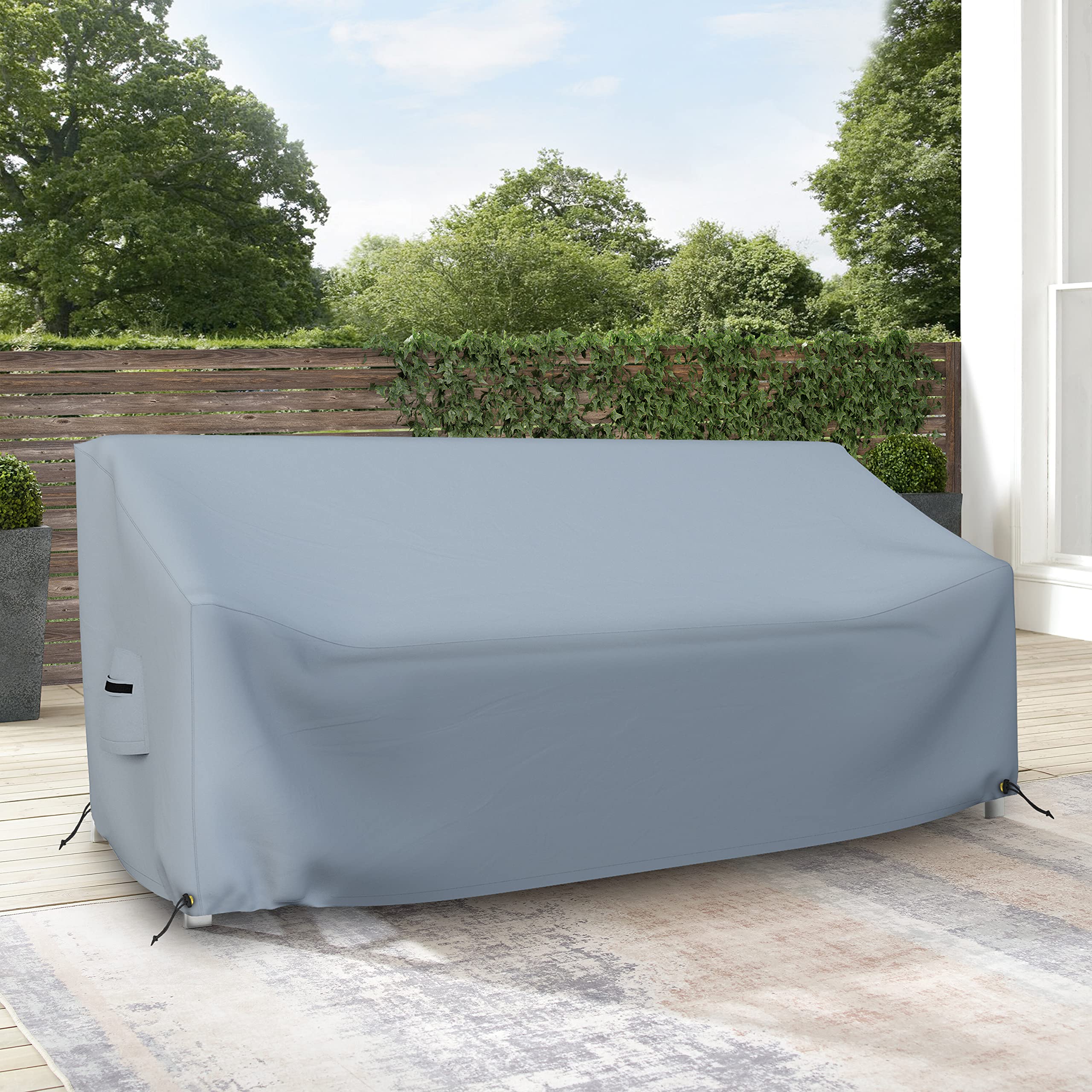 Covers & all Outdoor Loveseat Sofa Cover, Heavy Duty 18 Oz Waterproof UV & Weather Resistant Patio Furniture Bench Cover, with Air Vents & Drawstrings (104"L x 33"W x 31"H x 15"FH, Grey) - Image 6