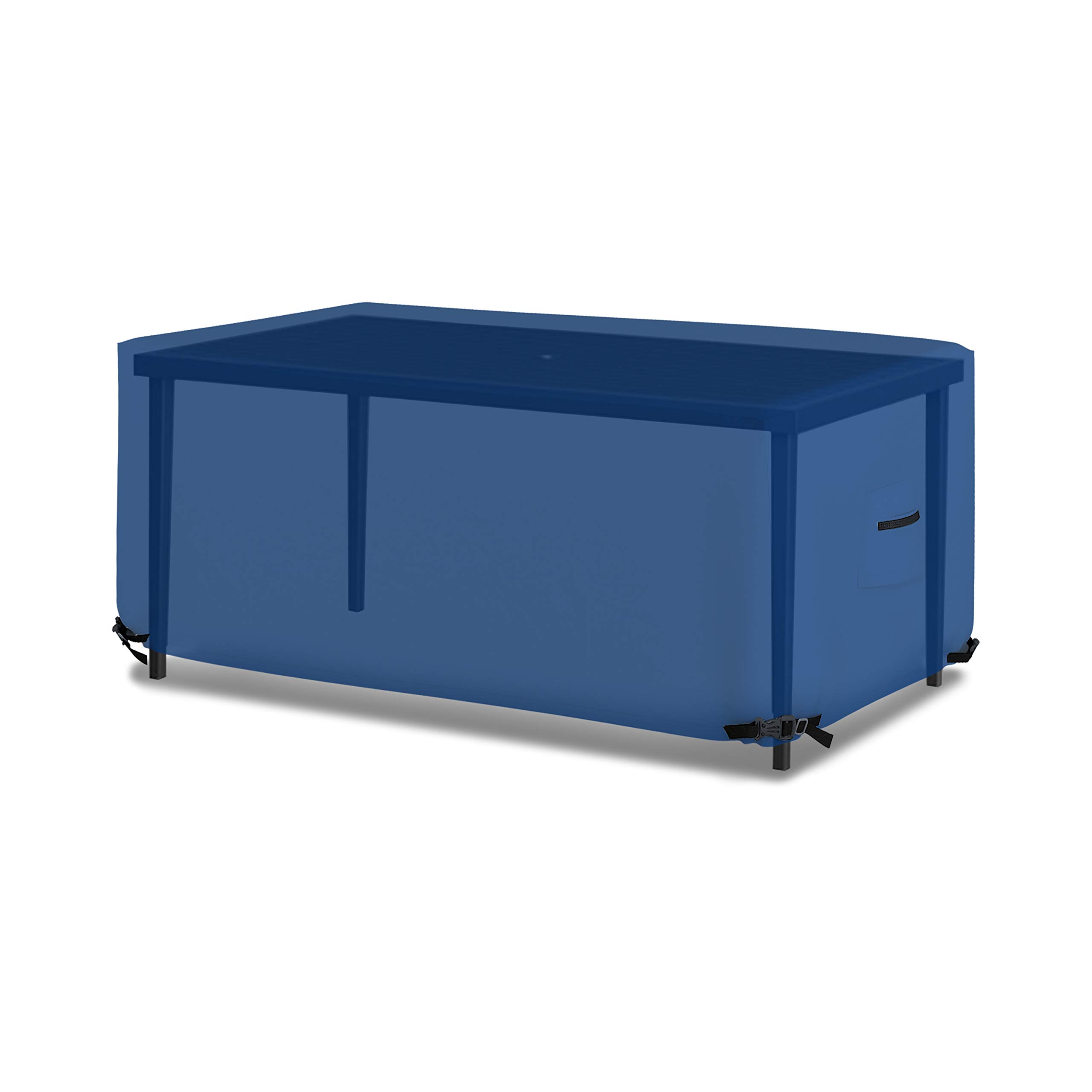 Rectangular / Oval Outdoor Table Cover 18 Oz Waterproof - Rectangle Table Cover with 100% Weather Resistant - With Air Pocket and Drawstrap for Snug Fit (84" W x 44" D x 24" H, Blue) - Image 4